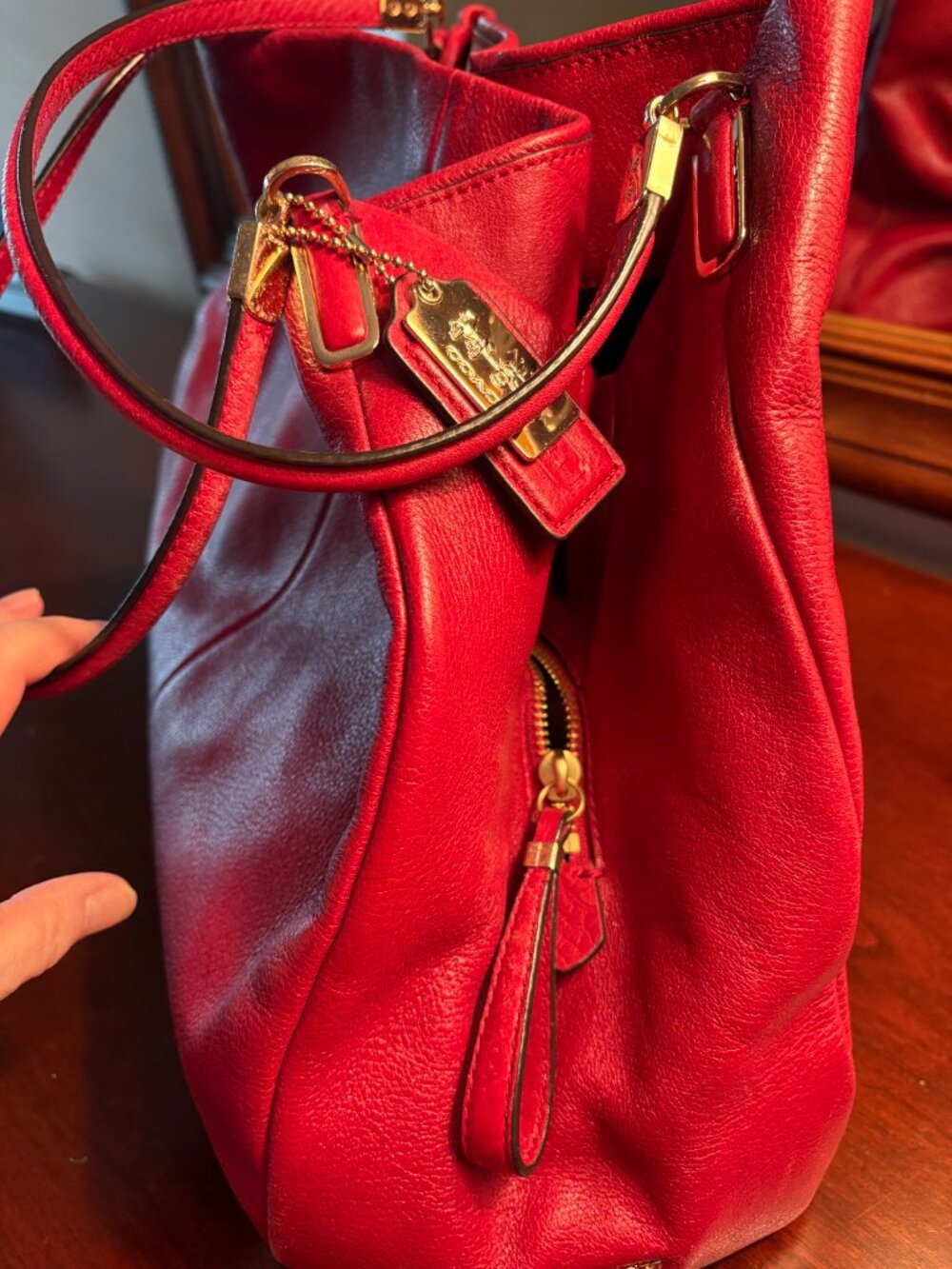 Pristine Coach Cherry Red Leather Shoulder Bag